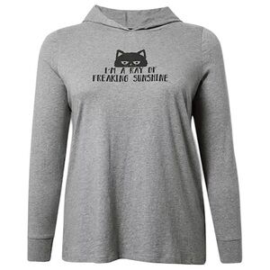 TORRID Cat Freaking‎ Sunshine Graphic Classic Heritage Jersey Hoodie T-S…